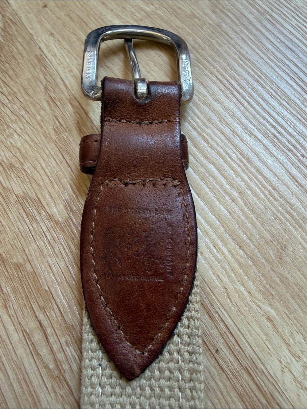 Belted Cow Lighthouse Belt Tan Navy Blue Brown Leather Trim Preppy - Picture 8 of 10